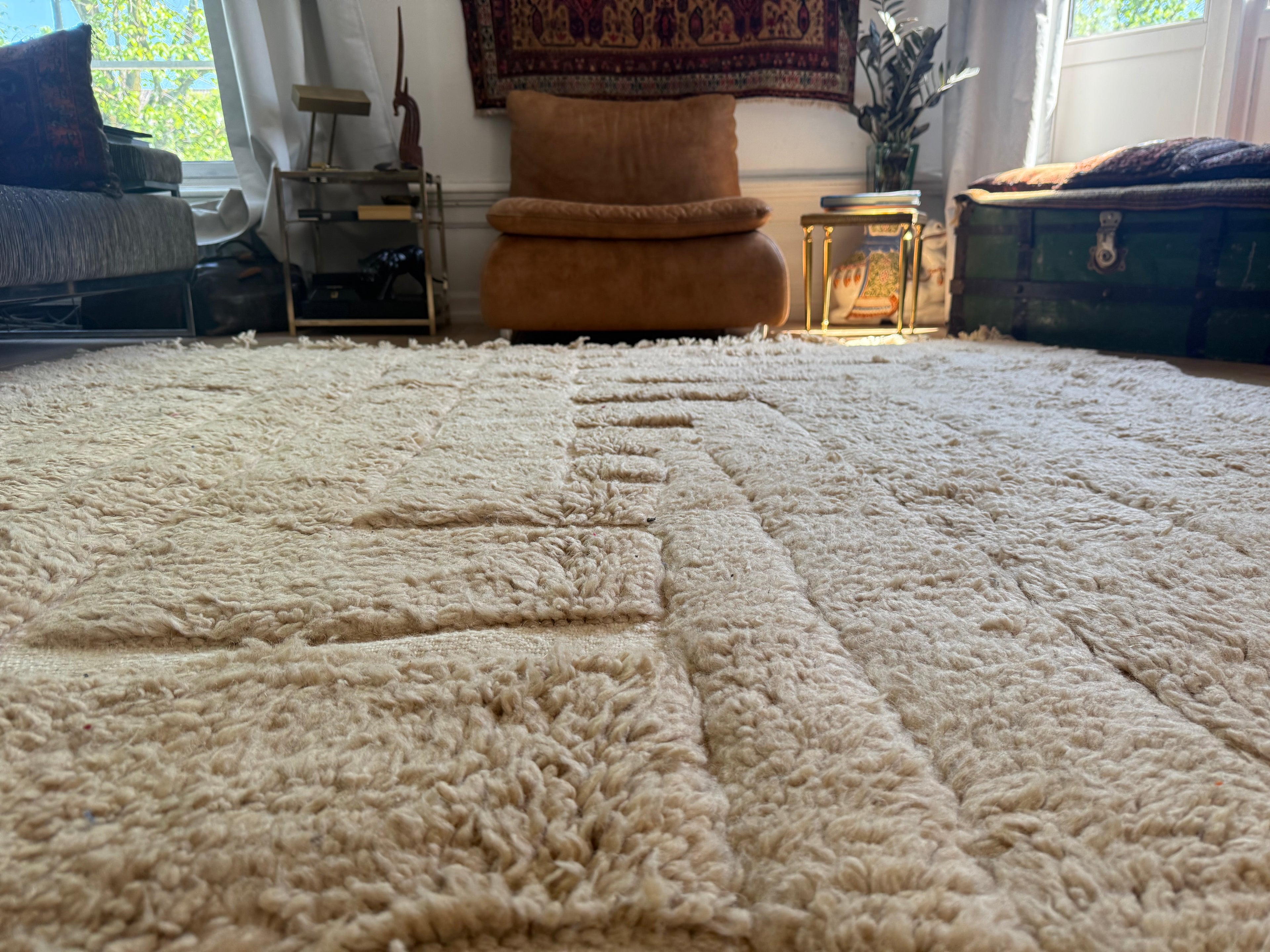 Vintage Moroccan Relief Carpet 311 × 234 cm