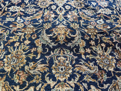 Handgeknoopt tapijt 304 × 202 cm – Kashan stijl – blauw veld