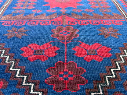 Hand-knotted tribal vintage carpet – Baluch – Indigo &amp; star medallion – ca. 1920–1935 size: 177 × 108 cm