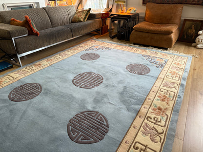 Soft Blue Chinees Deco Rug – 330 × 213 cm