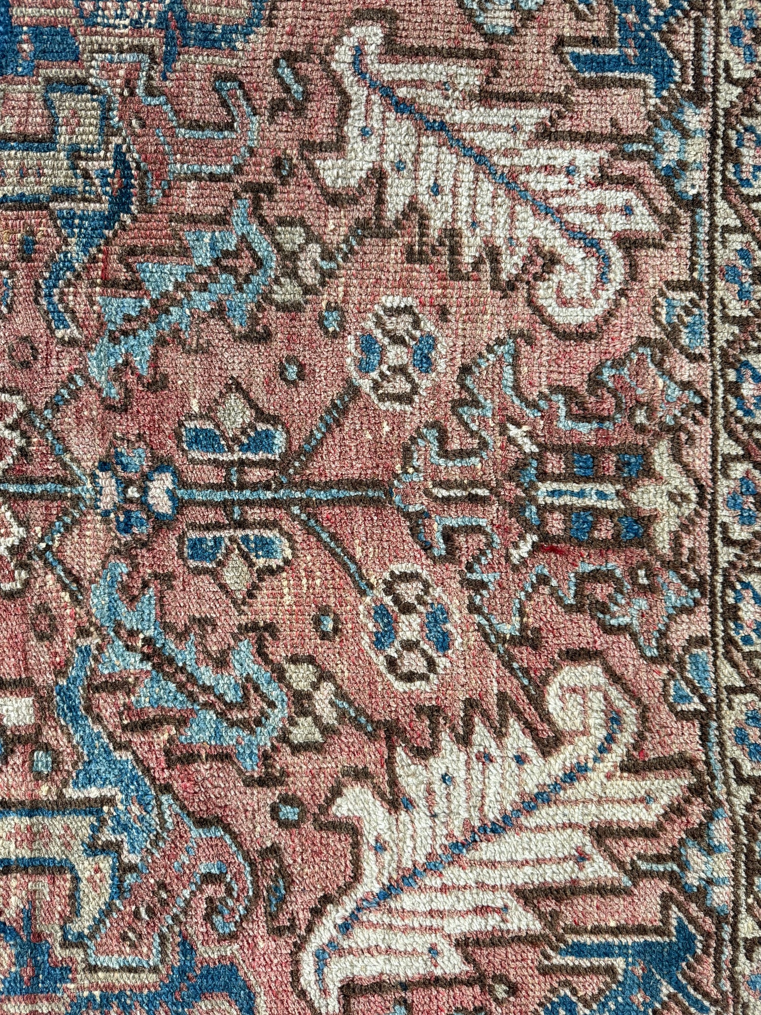 Vintage handgeknoopt tapijt in Heriz-stijl – ca. 290 × 212 cm gemaakt ca. 1940-1950