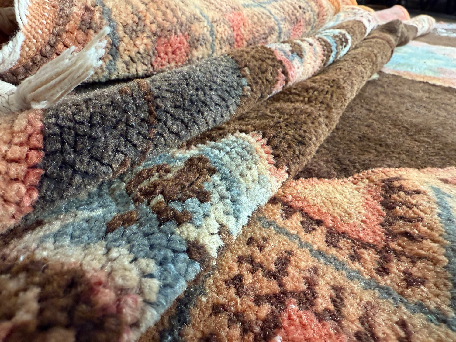 Vintage Marokkaans tapijt – 255 × 141 cm – ca. 1970–1990