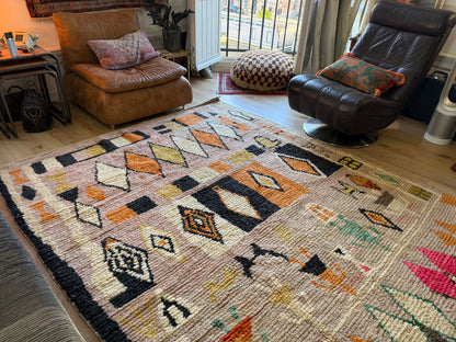 Handgeknoopt Marokkaans vloerkleed – ca. 300 × 200 cm – kleurrijk geometrisch design