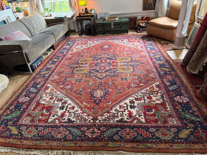 Handgeknoopt vintage tapijt Oosters Heriz design – ca. 340 × 248 cm