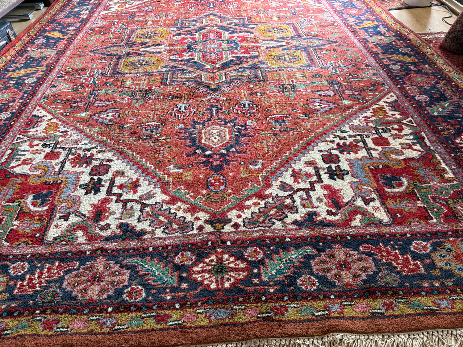 Handgeknoopt vintage tapijt Oosters Heriz design – ca. 340 × 248 cm