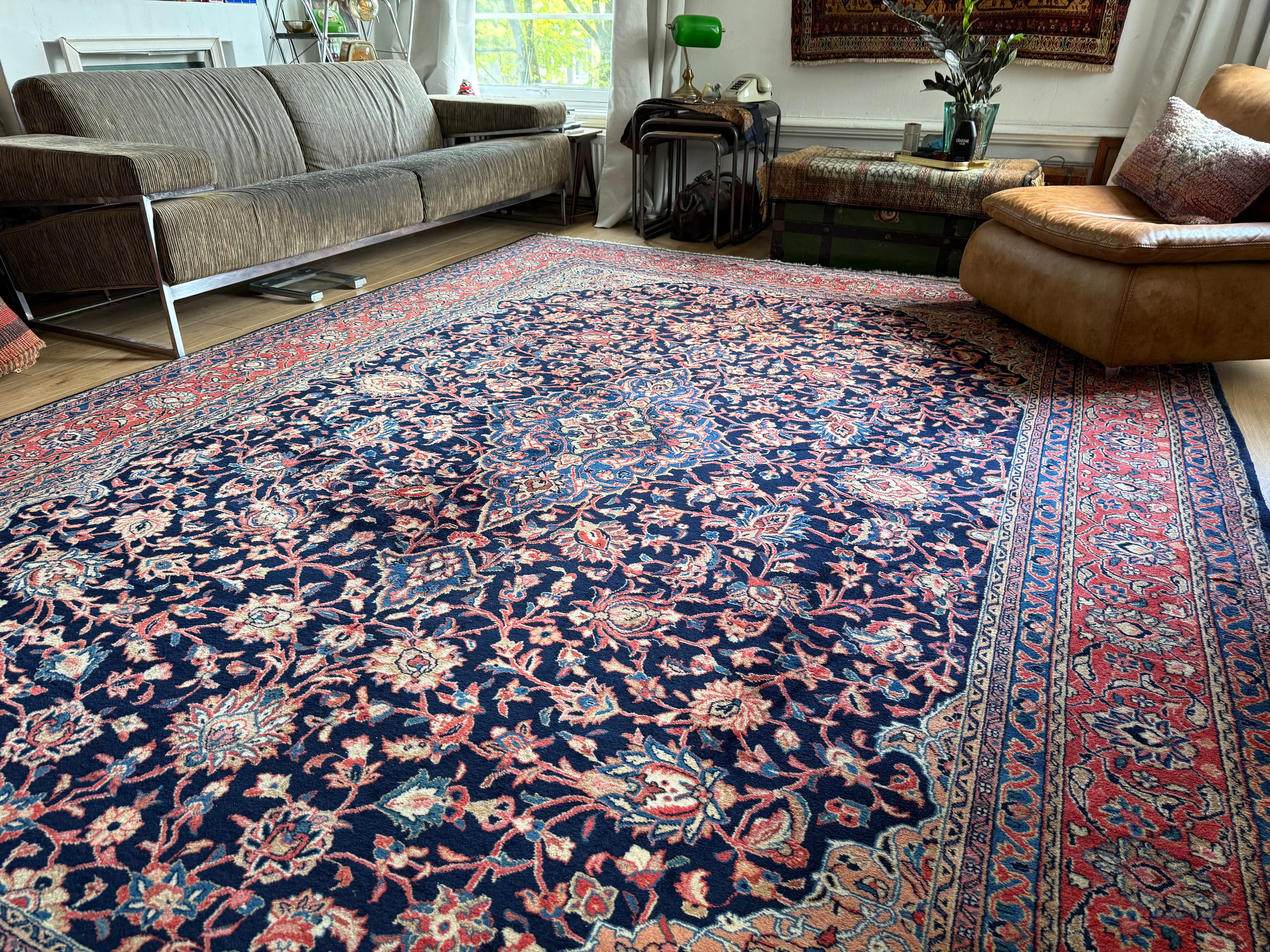 Handgeknoopt vintage tapijt – Klassiek Medaillon – ca. 367 × 265 cm