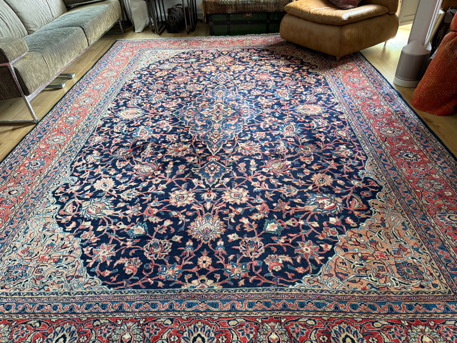 Handgeknoopt vintage tapijt – Klassiek Medaillon – ca. 367 × 265 cm