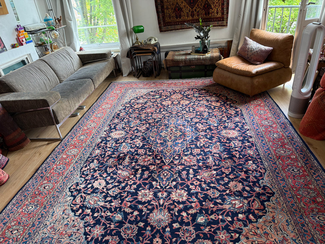 Handgeknoopt vintage tapijt – Klassiek Medaillon – ca. 367 × 265 cm