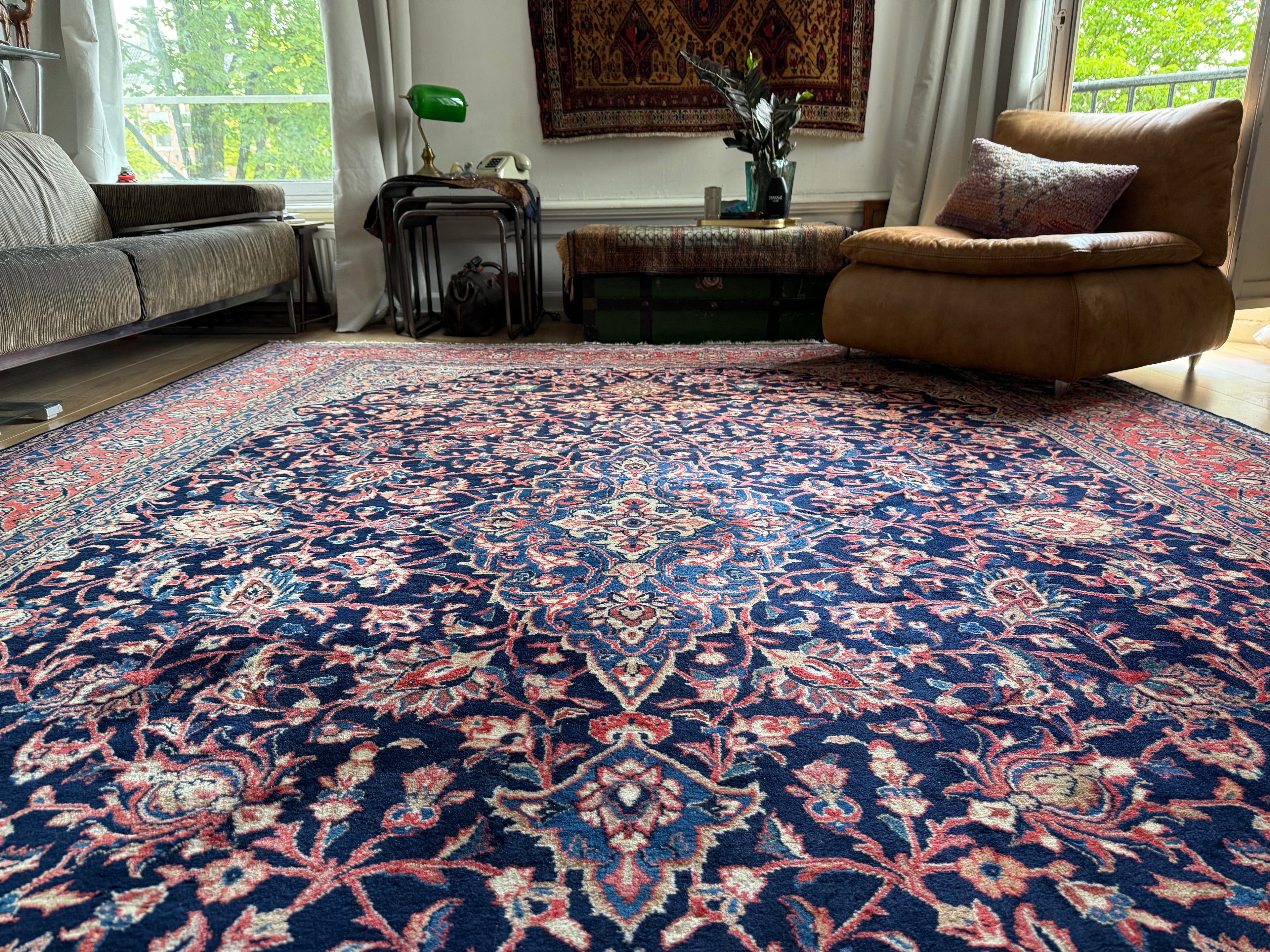 Handgeknoopt vintage tapijt – Klassiek Medaillon – ca. 367 × 265 cm