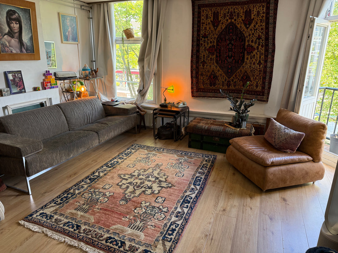 Handgeknoopt vintage tapijt – ca. 221 × 144 cm