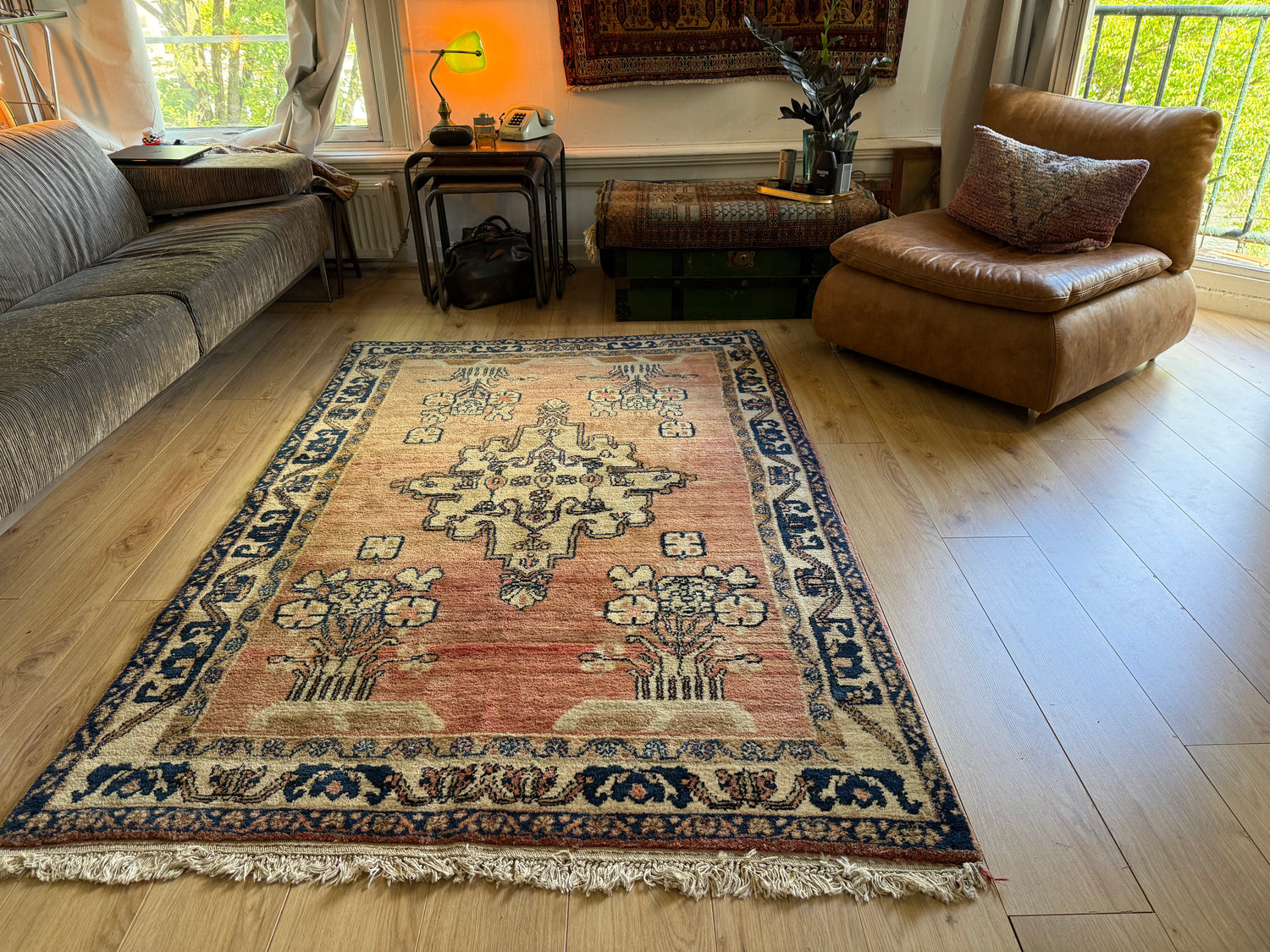 Handgeknoopt vintage tapijt – ca. 221 × 144 cm
