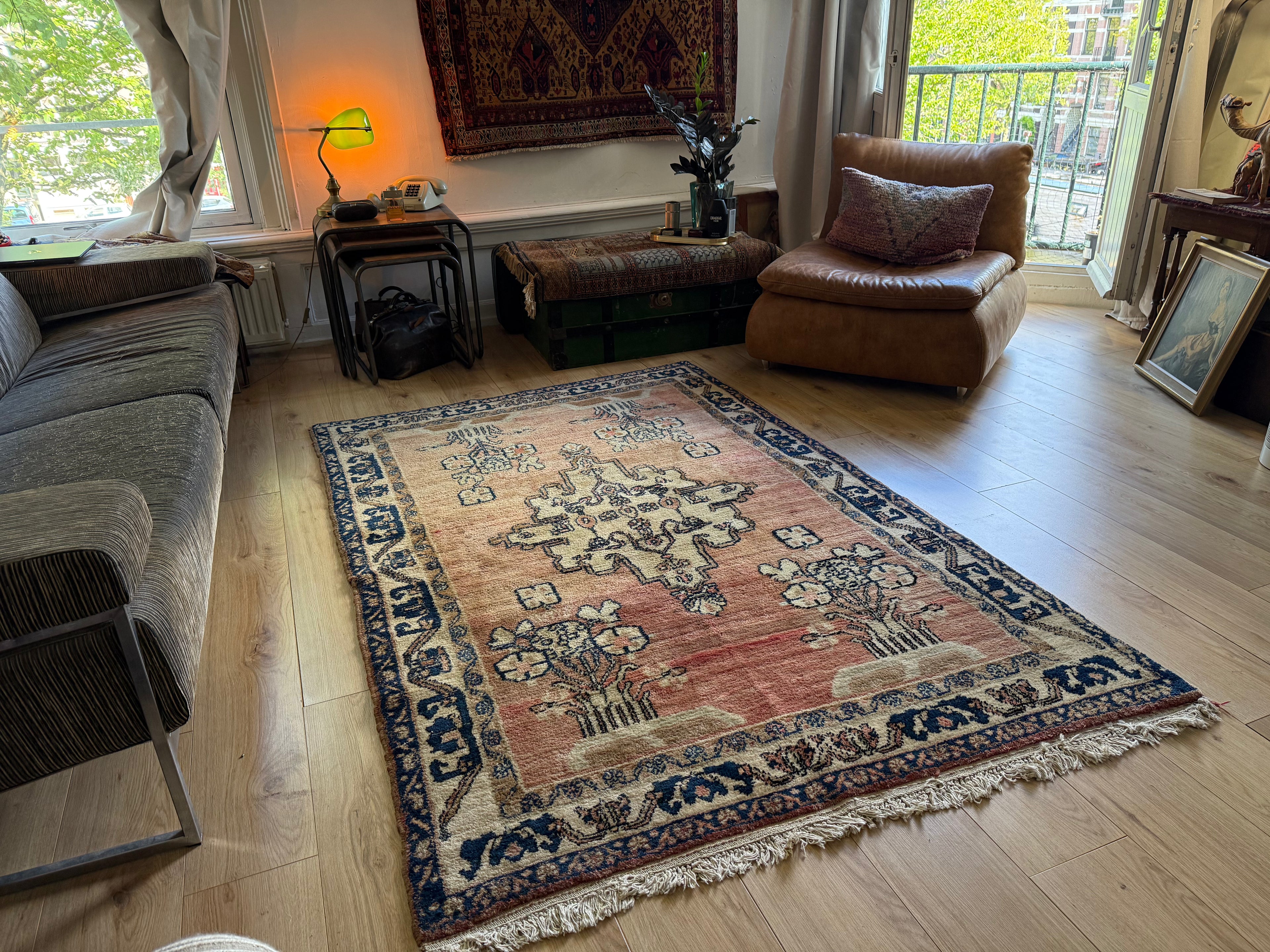 Handgeknoopt vintage tapijt – ca. 221 × 144 cm