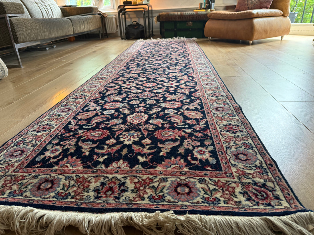 Handgeknoopte vintage loper – ca. 360 × 90 cm