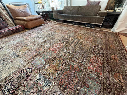 Groot Handgeknoopt Kashmir tapijt van zijde 375 x 275 cm