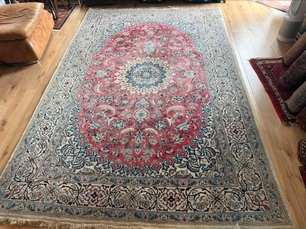 Vintage handgeknoopt oosters Tapijt Kashan stijl 200 x 300