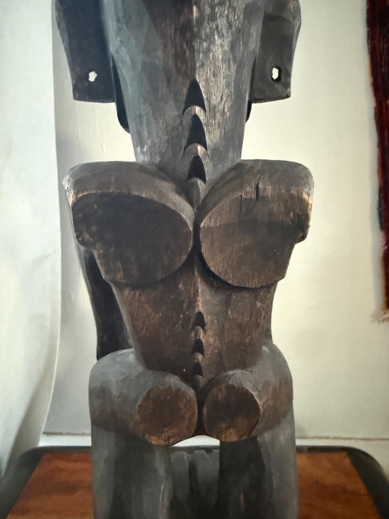 Large African wooden carving – hand-carved tribal figure – vintage modernist statement art
