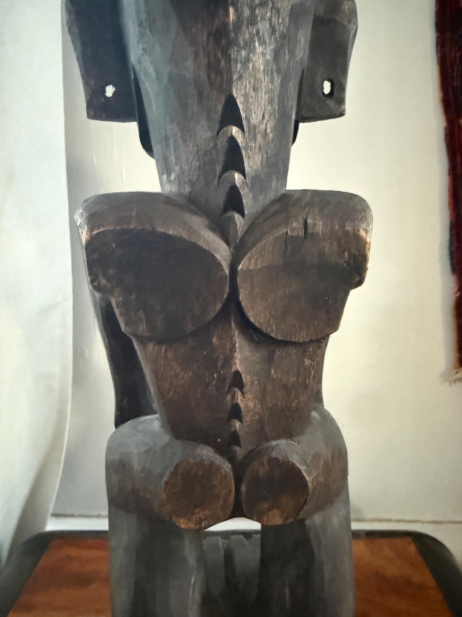 Large African wooden carving – hand-carved tribal figure – vintage modernist statement art