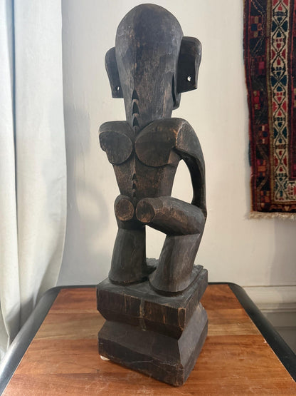 Large African wooden carving – hand-carved tribal figure – vintage modernist statement art