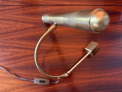 Vintage brass picture lamp – mid-century gallery and painting light, 33 cm