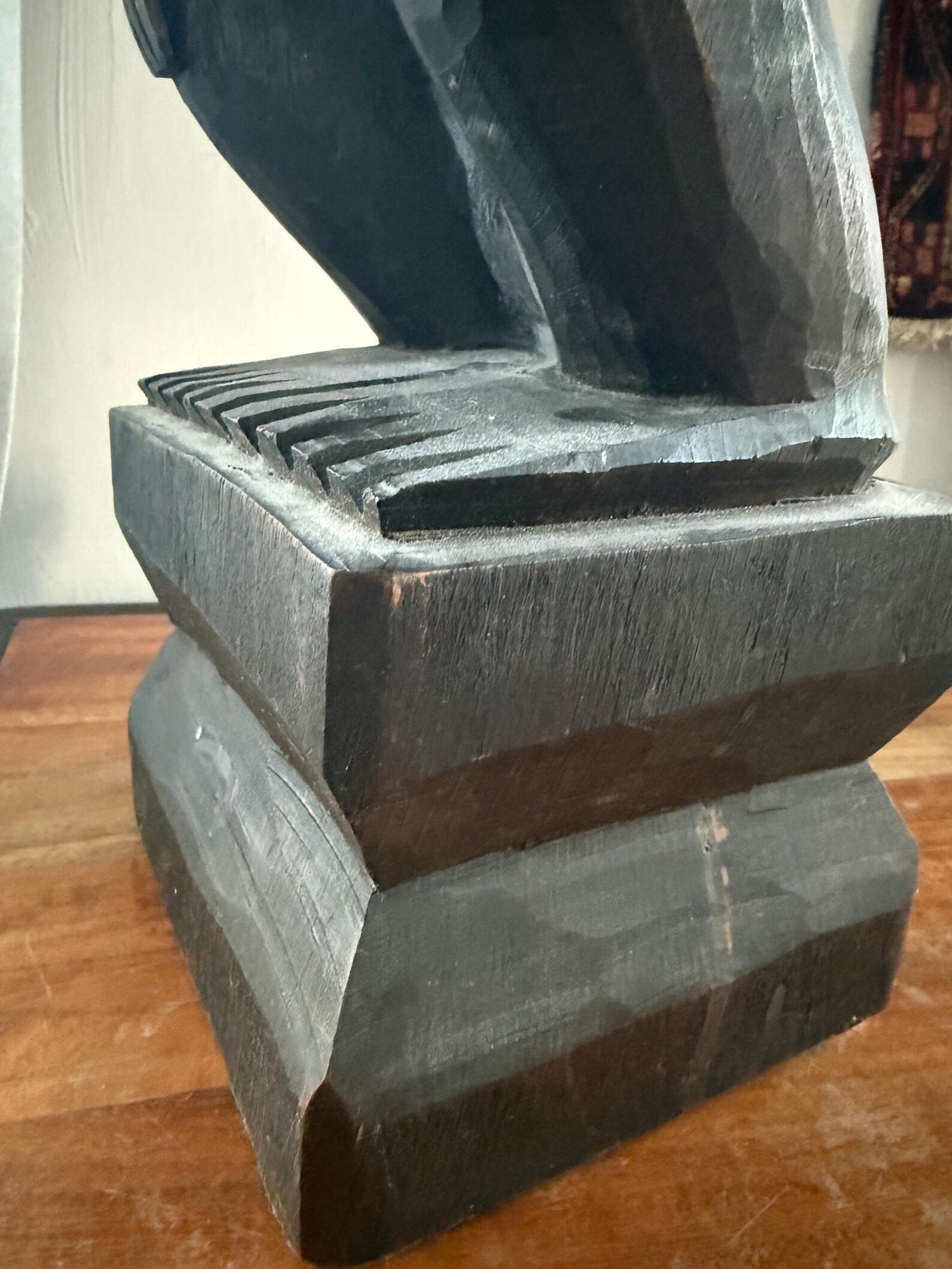 Large African wooden carving – hand-carved tribal figure – vintage modernist statement art