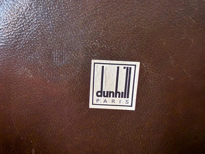 Vintage leather tobacco jar with ceramic lid – mid 20th century – Dunhill Paris label