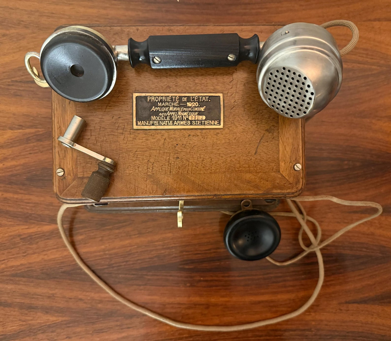 Antique French military wall telephone (circa 1911-1920) – government issue, Saint-Étienne