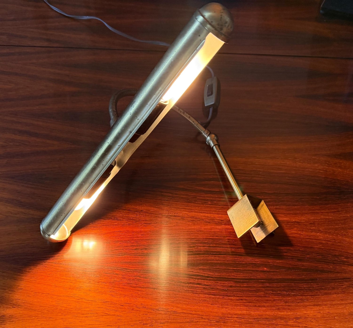 Vintage brass picture lamp – mid-century gallery and painting light, 33 cm
