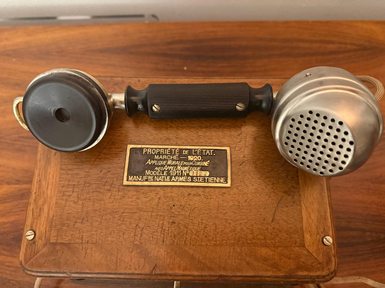 Antique French military wall telephone (circa 1911-1920) – government issue, Saint-Étienne