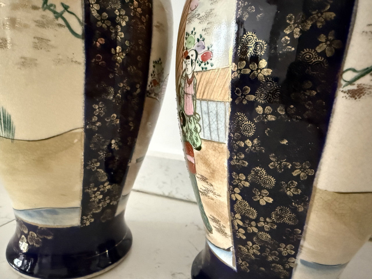 Vintage vases in Japanese Satsuma style
