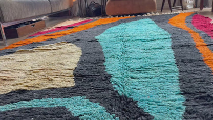 Vintage Moroccan Postmodern Rug 1980s Abstract Design – 332 × 205 cm