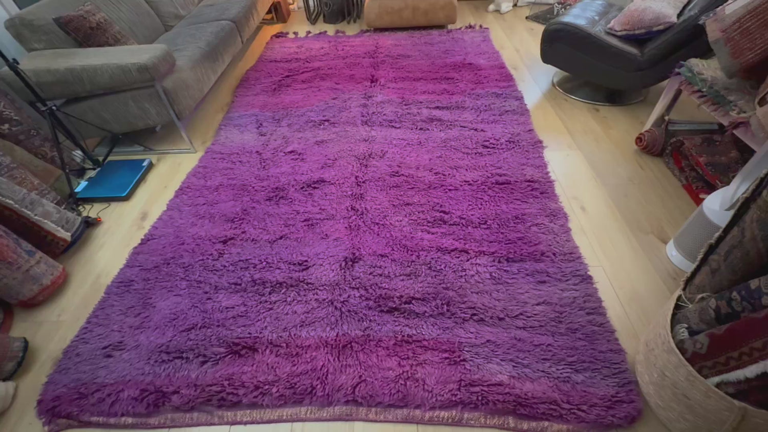 Groot paars vintage hoogpolig Berber tapijt – 320 × 197 cm