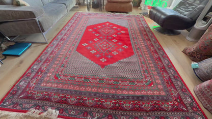 Handgeknoopte oosters vintage tapijt met florale medaillonstructuur – ca. 291 × 202 cm