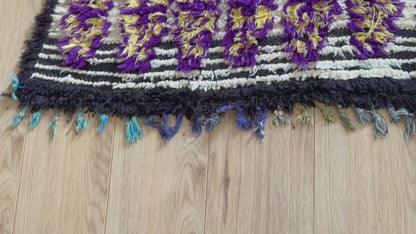 Handgeknoopte vintage Marokaanse Boucherouite loper – ca. 80 × 280 cm