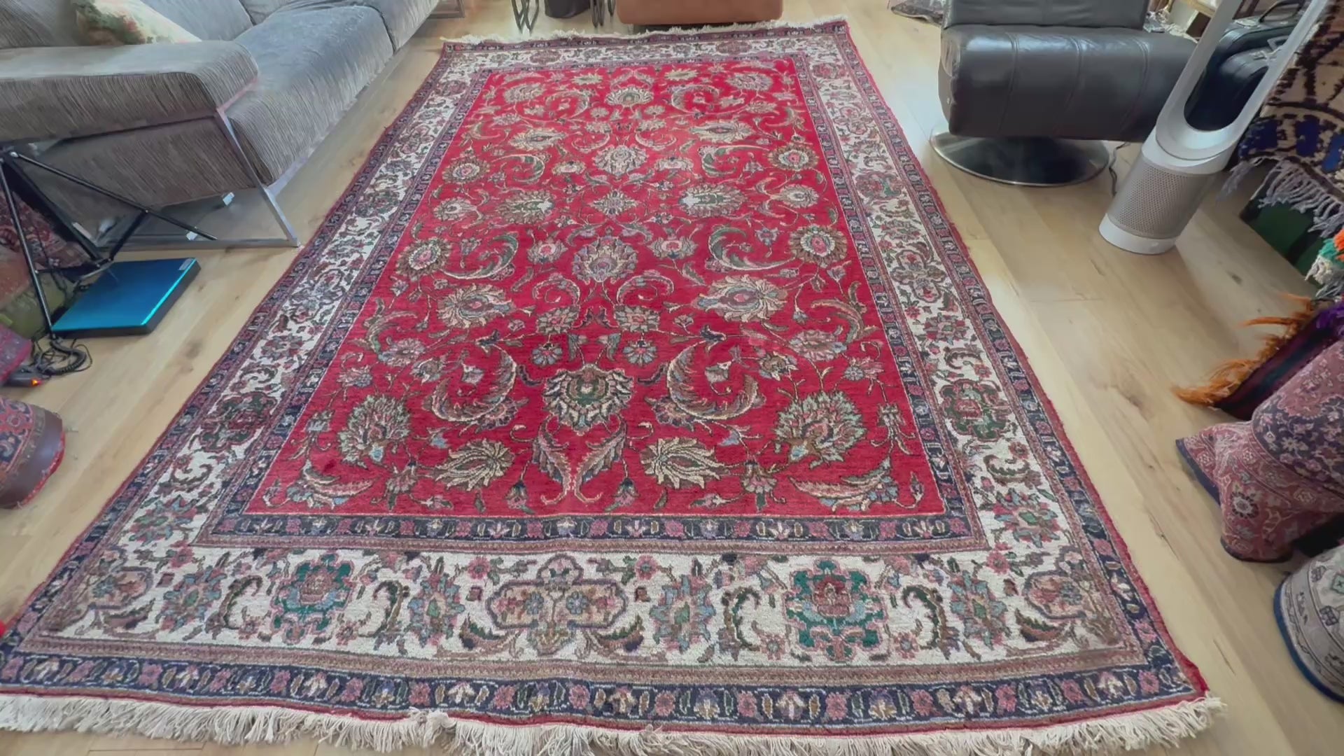 Vintage handgeknoopt vloerkleed – klassieke florale stijl – ca. 320 × 207 cm