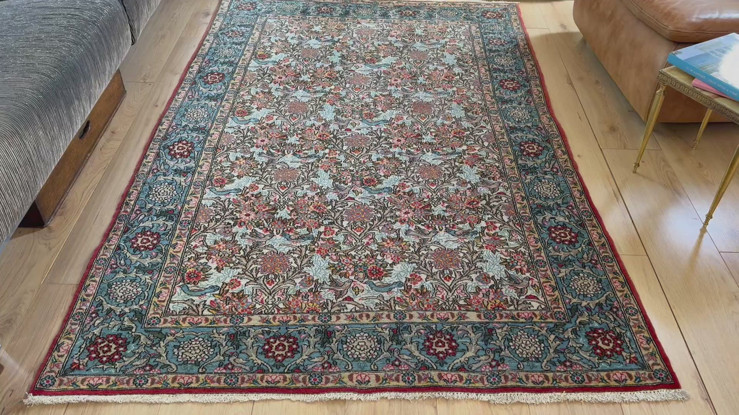 Hand-knotted vintage carpet in Ghom style – 212 × 138 cm