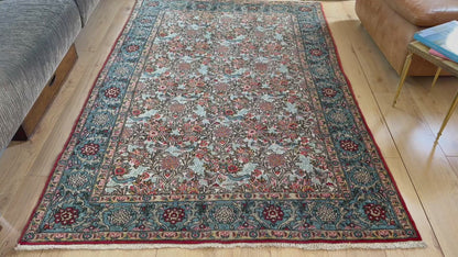Hand-knotted vintage carpet in Ghom style – 212 × 138 cm