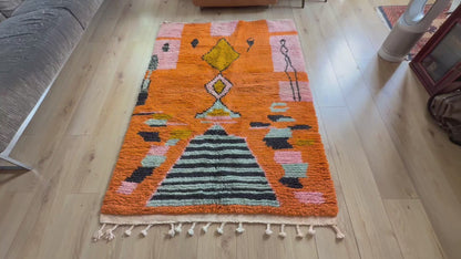 Modern Moroccan rug – abstract orange – 184 × 128 cm