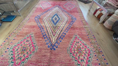 Handgeknoopt vintage Marokkaans tapijt – ca. 370 × 204 cm