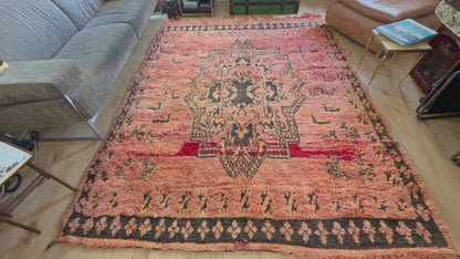 Vintage Moroccan Berber Rug in Salmon Pink Wool – 275 × 210 cm