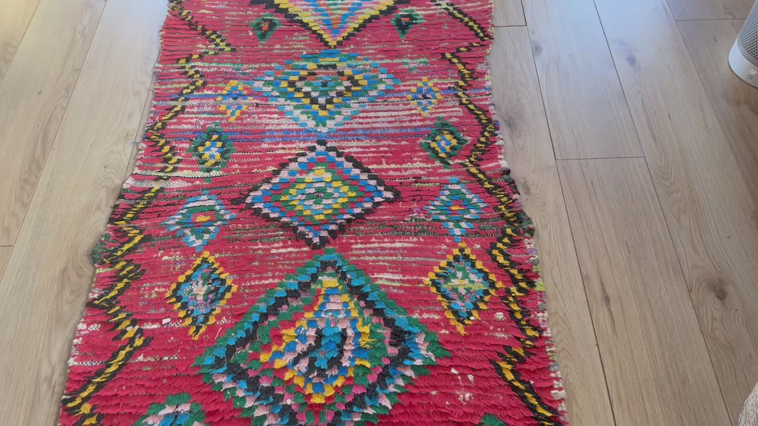 Handgeweven vintage loper met levend ritme 334 × ca. 92 cm (organisch variërend)