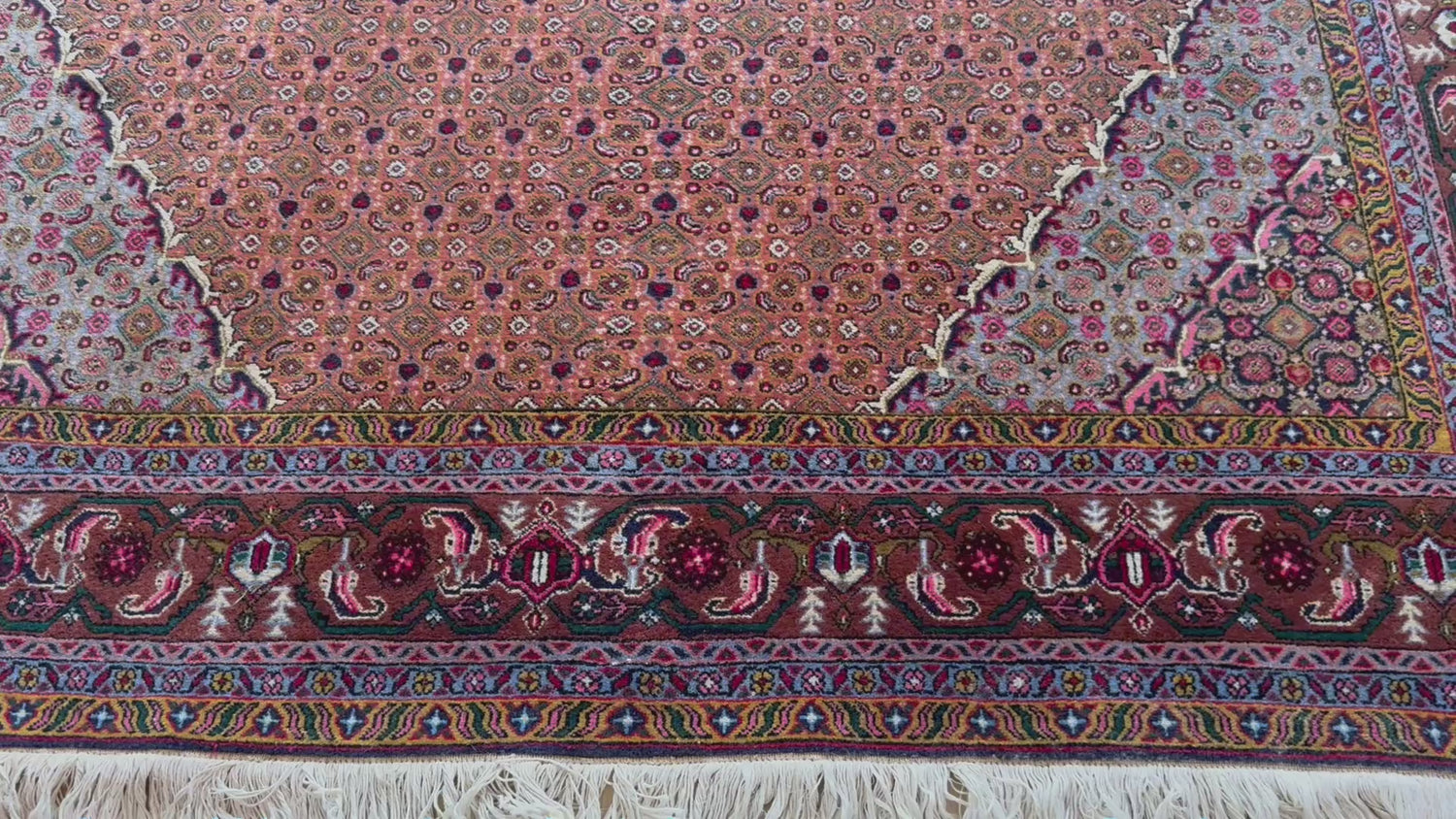 Tapete vintage nó à mão – estilo Bidjar – 310 × 200 cm – padrão Mahi