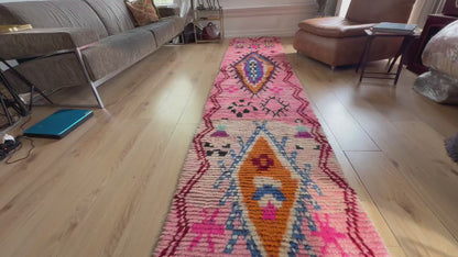 Passadeira Boujaad marroquina vintage – 418 × 79 cm