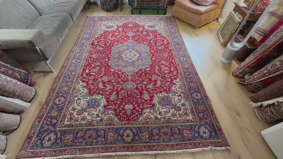 Handgeknoopt vintage Tabriz tapijt – ca. 301 × 205 cm