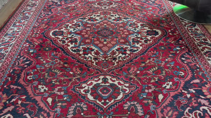 Vintage handgeknoopt Oosters tapijt met medaillon – ca. 318 × 226 cm