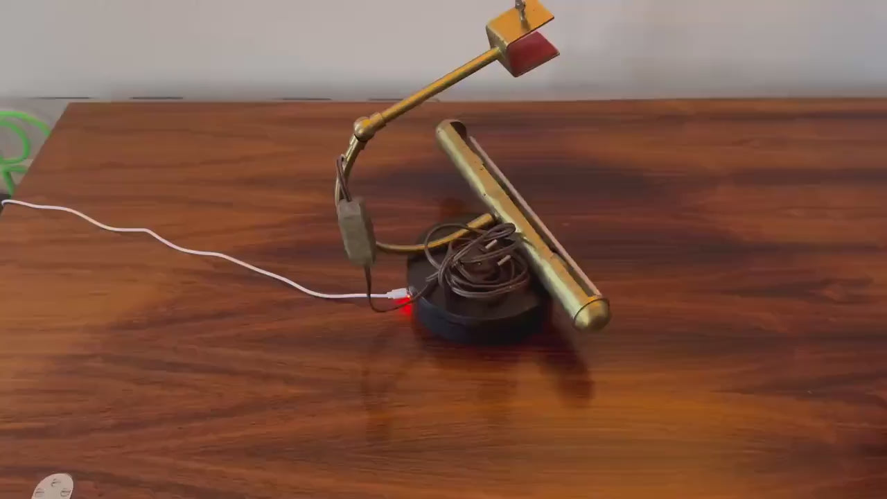 Vintage brass picture lamp – mid-century gallery and painting light, 33 cm