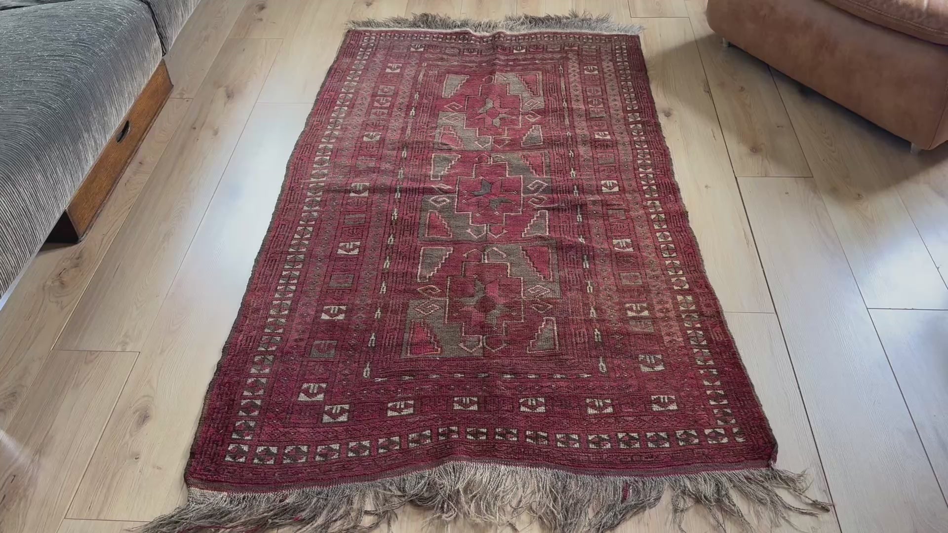 Tapete vintage Baluch – lã nó à mão, c. 1950–1970 (197 × 110 cm)