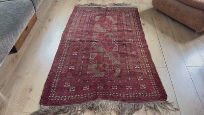 Tapete vintage Baluch – lã nó à mão, c. 1950–1970 (197 × 110 cm)